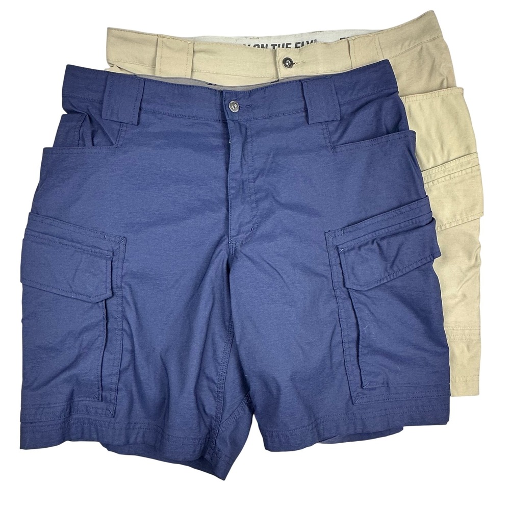Lot of 2 Duluth Trading Cargo Shorts Flex Dry On The Fly Relaxed Fit Mens 38